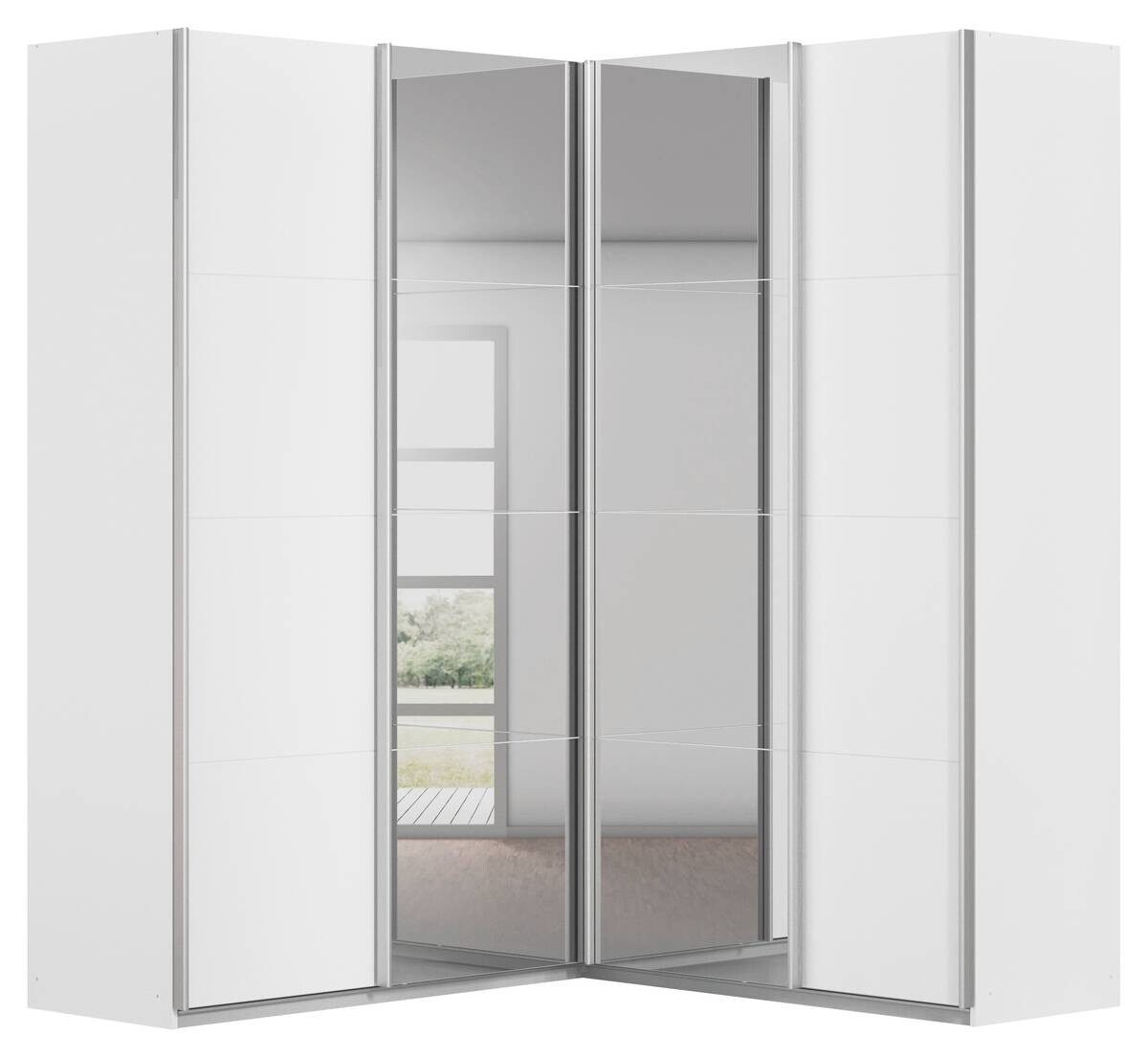 Schwebetürenschrank Quadra Alpinweiß B/H/T: ca. 187x229x181 cm