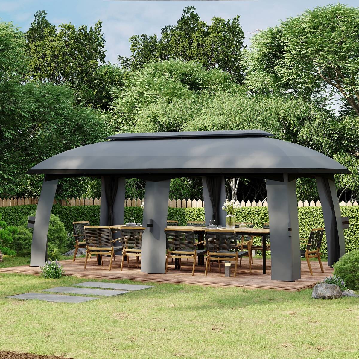 Outsunny Pavillon dunkelgrau Nylon B/H/L: ca. 600x278x300 cm