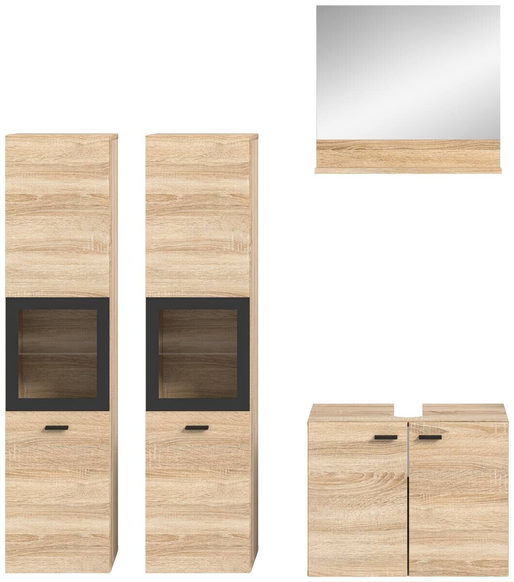 Badezimmer-Set BOSTON Eiche Sonoma Nachbildung schwarz B/H/T: ca. 137x186x33 cm