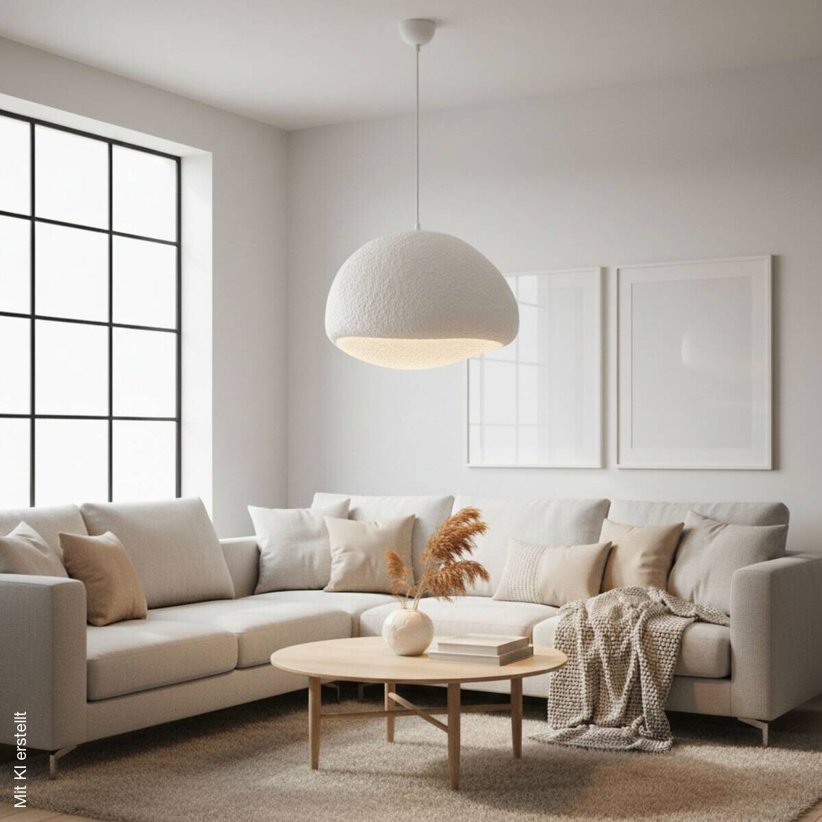Opviq Pendelleuchte weiß Metall Fiberglas B/T/L: ca. 50x44x50 cm E27 1 Brennstellen