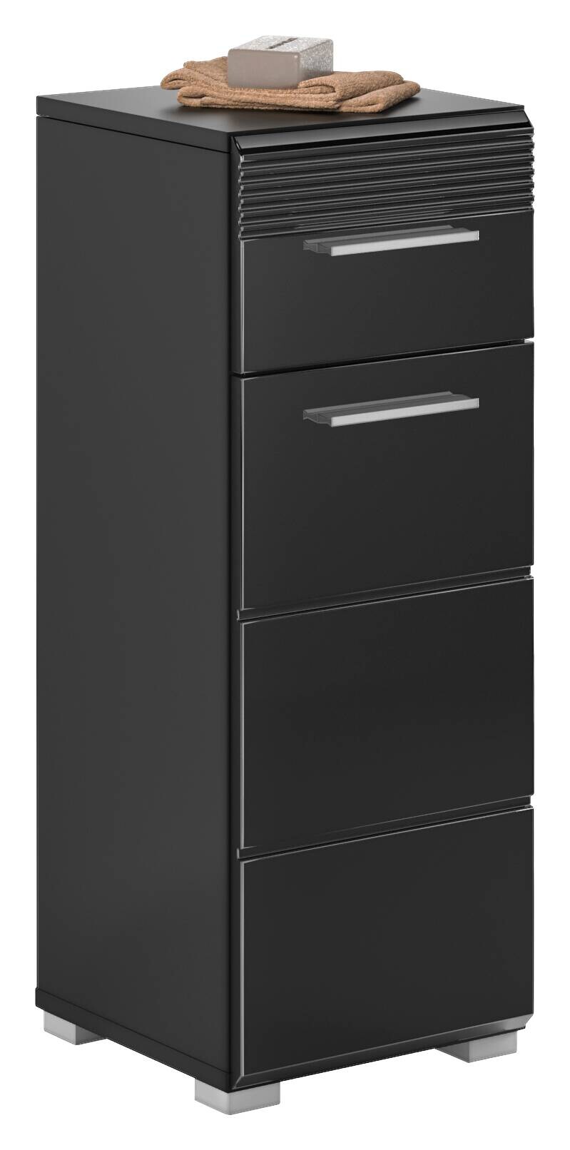 Badhochschrank LINUS schwarz schwarz Hochglanz B/H/T: ca. 30x80x31 cm