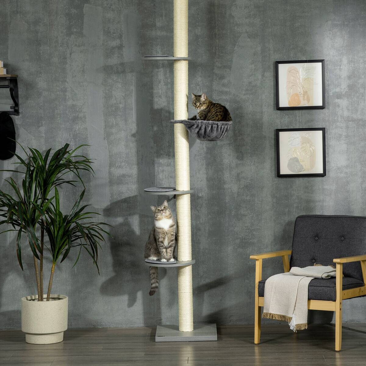 PawHut Kratzbaum grau Spanplatte B/H/L: ca. 40x40x250 cm