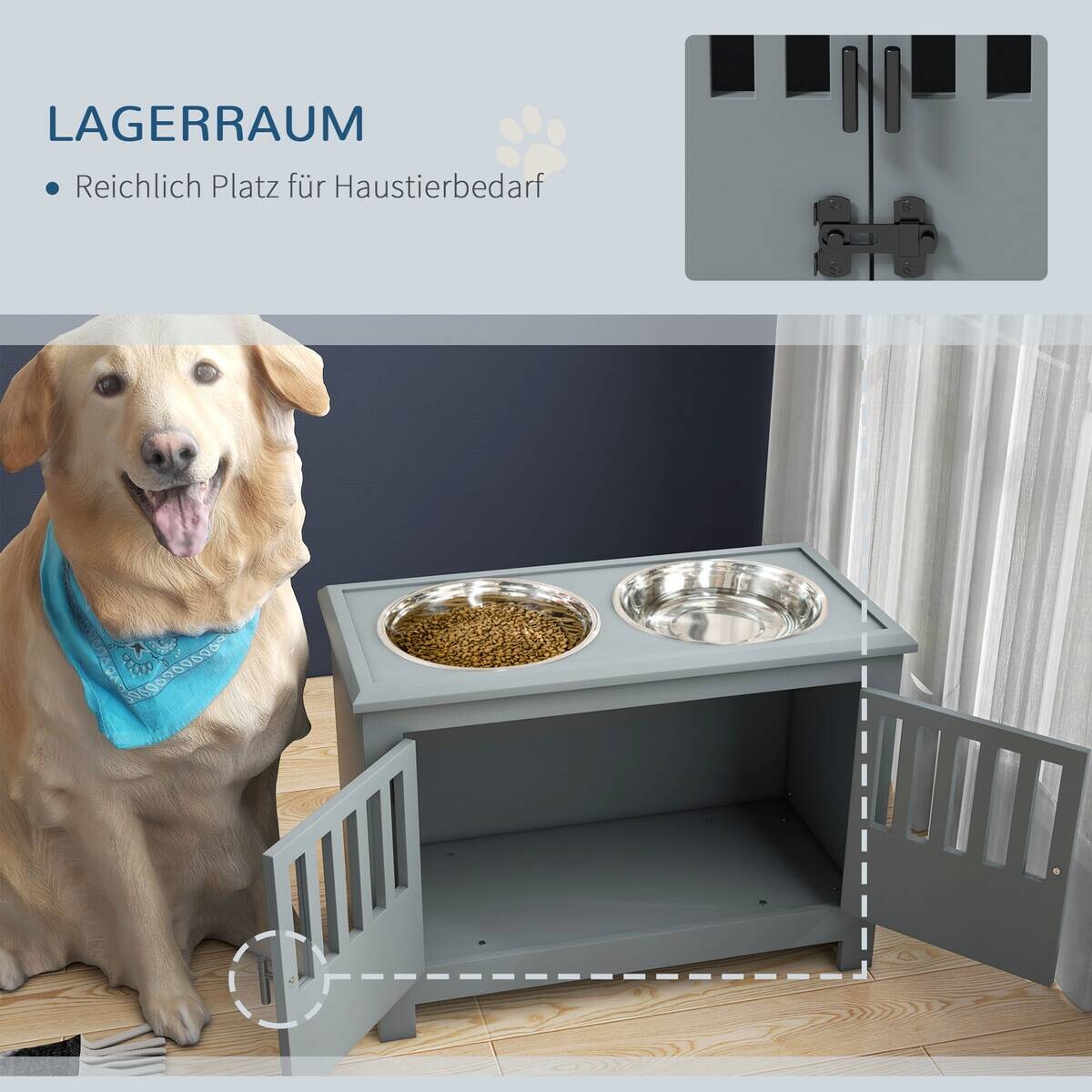 PawHut Futterstation grau Stahl B/H/L: ca. 30x43x60 cm