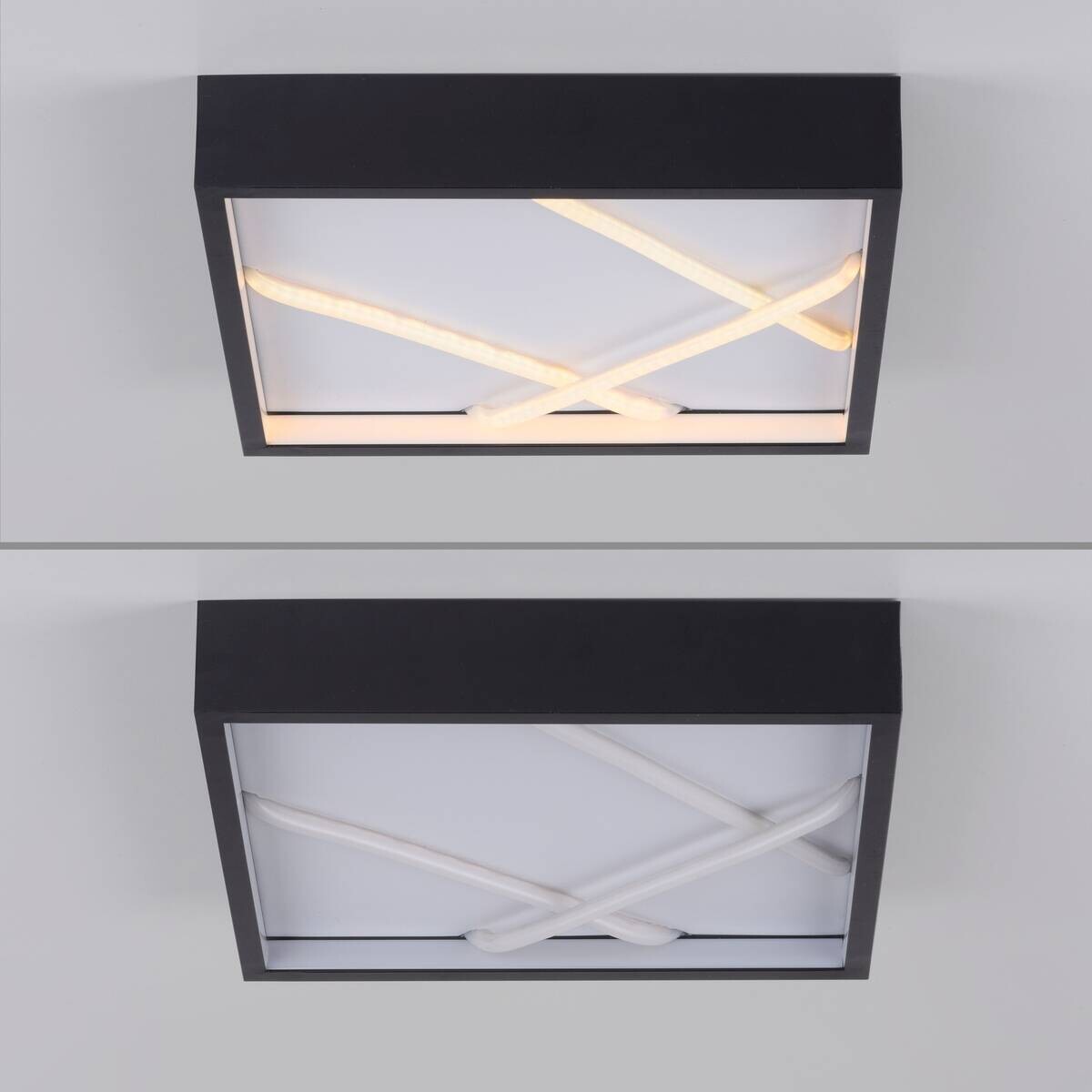Just Light LED-Deckenleuchte Mikado schwarz B/H/L: ca. 30x5,3x30 cm