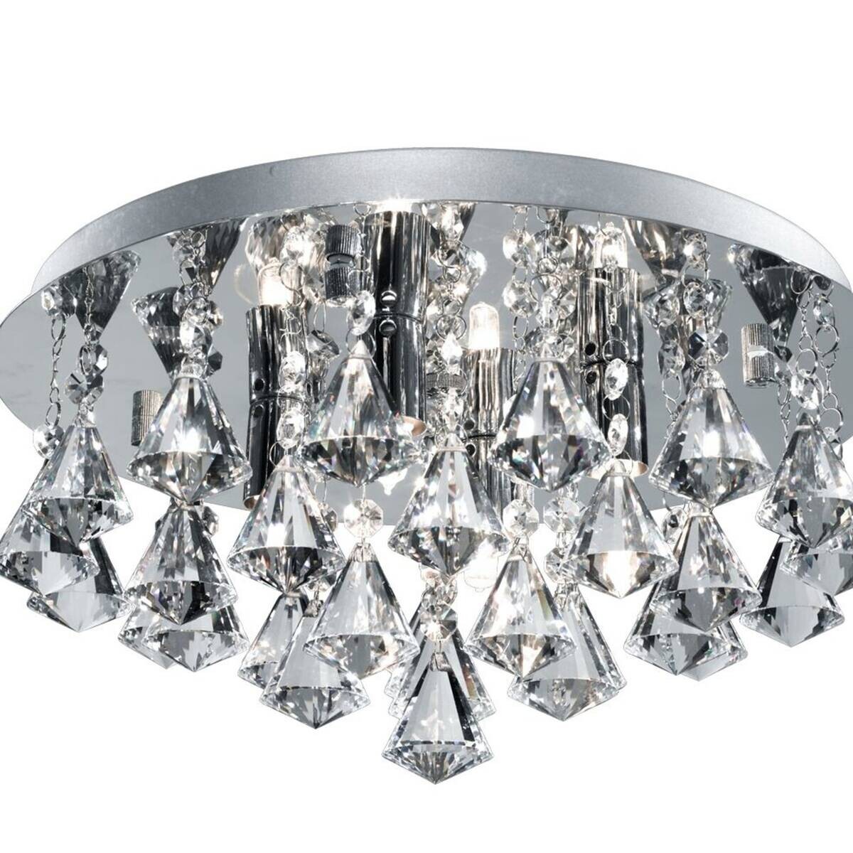 Searchlight Badleuchte Hanna Chrom transparent Glas Stahl B/H/L/D: ca. 38x17,5x38x38 cm G9 4 Brennstellen