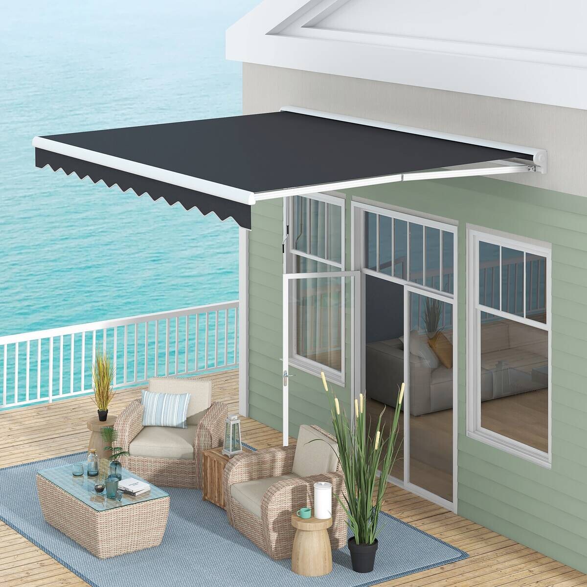 Outsunny Markise grau B/H/L: ca. 300x395x150 cm