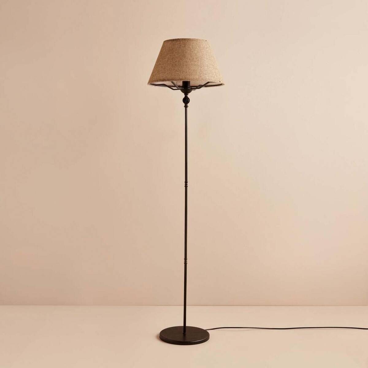Opviq Stehlampe beige schwarz Metall PVC B/H/T/L/D: ca. 38x150x38x38x38 cm E27 1 Brennstellen