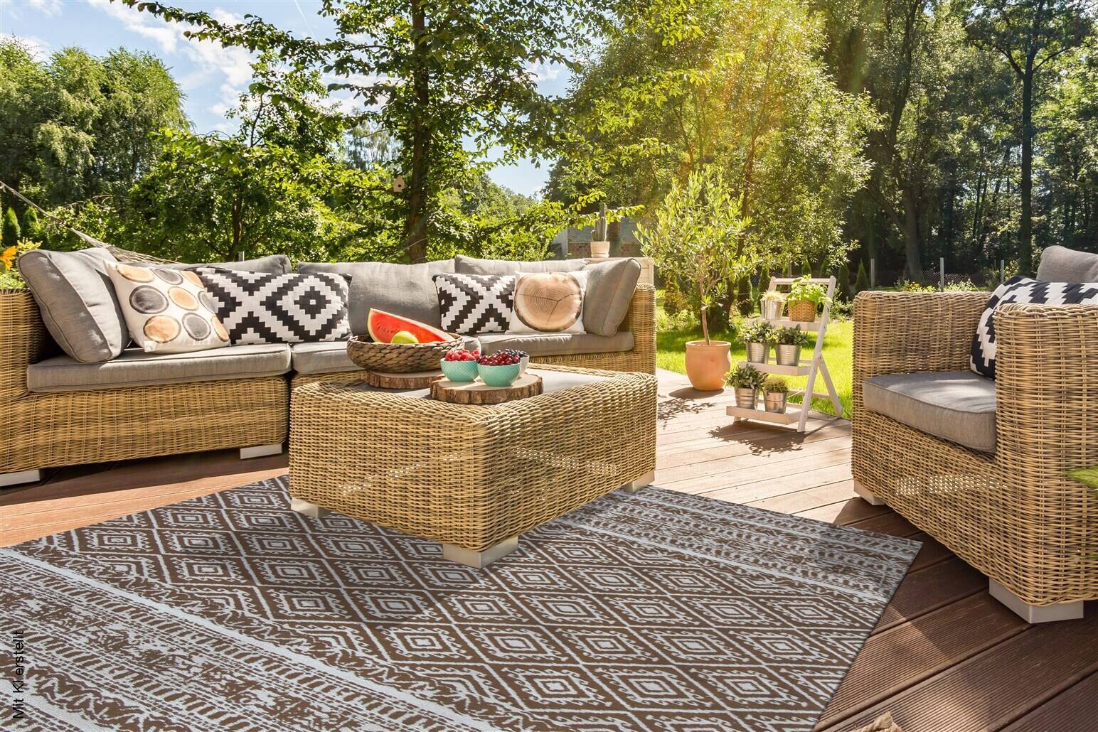 Kayoom Flachgewebeteppich Sunny 110 braun B/L: ca. 120x170 cm