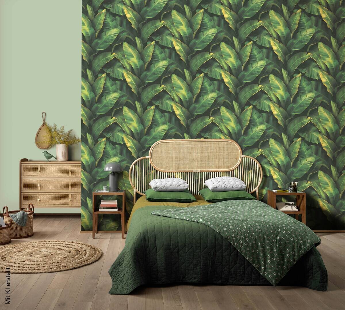 Vliestapete Blätter grün B/L: ca. 53x1005 cm