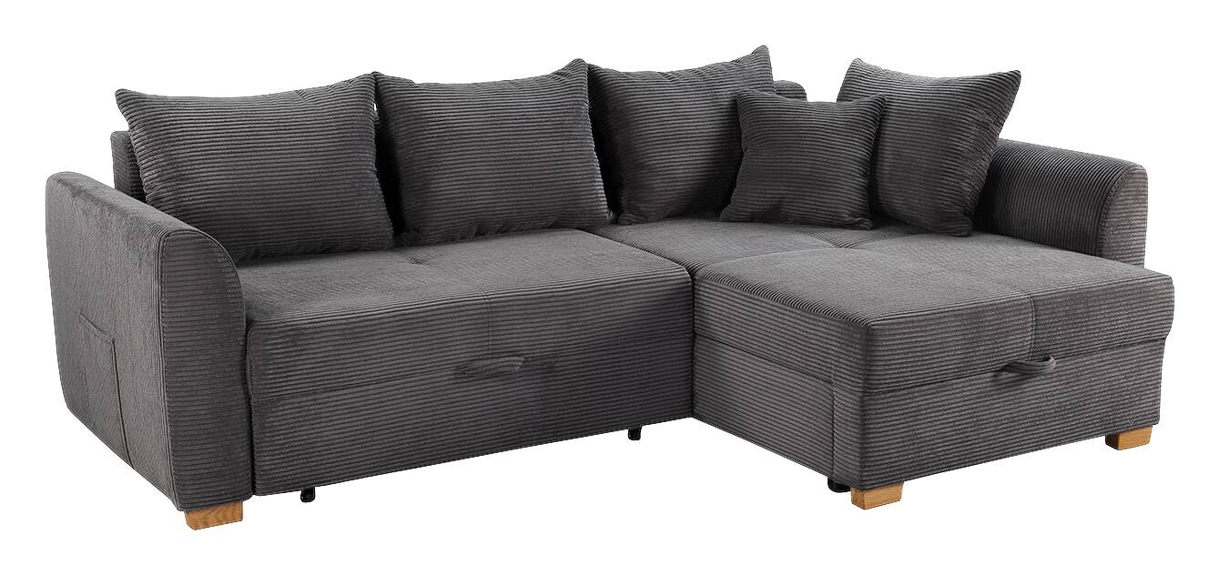 Ecksofa mit Bettfunktion und Bettkasten grau B/H/T: ca. 236x81x160 cm