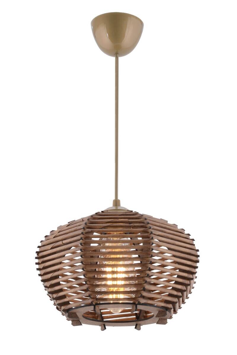 Opviq Pendelleuchte braun Holz B/H/T/L/D: ca. 25x55x25x25x25 cm E27 1 Brennstellen