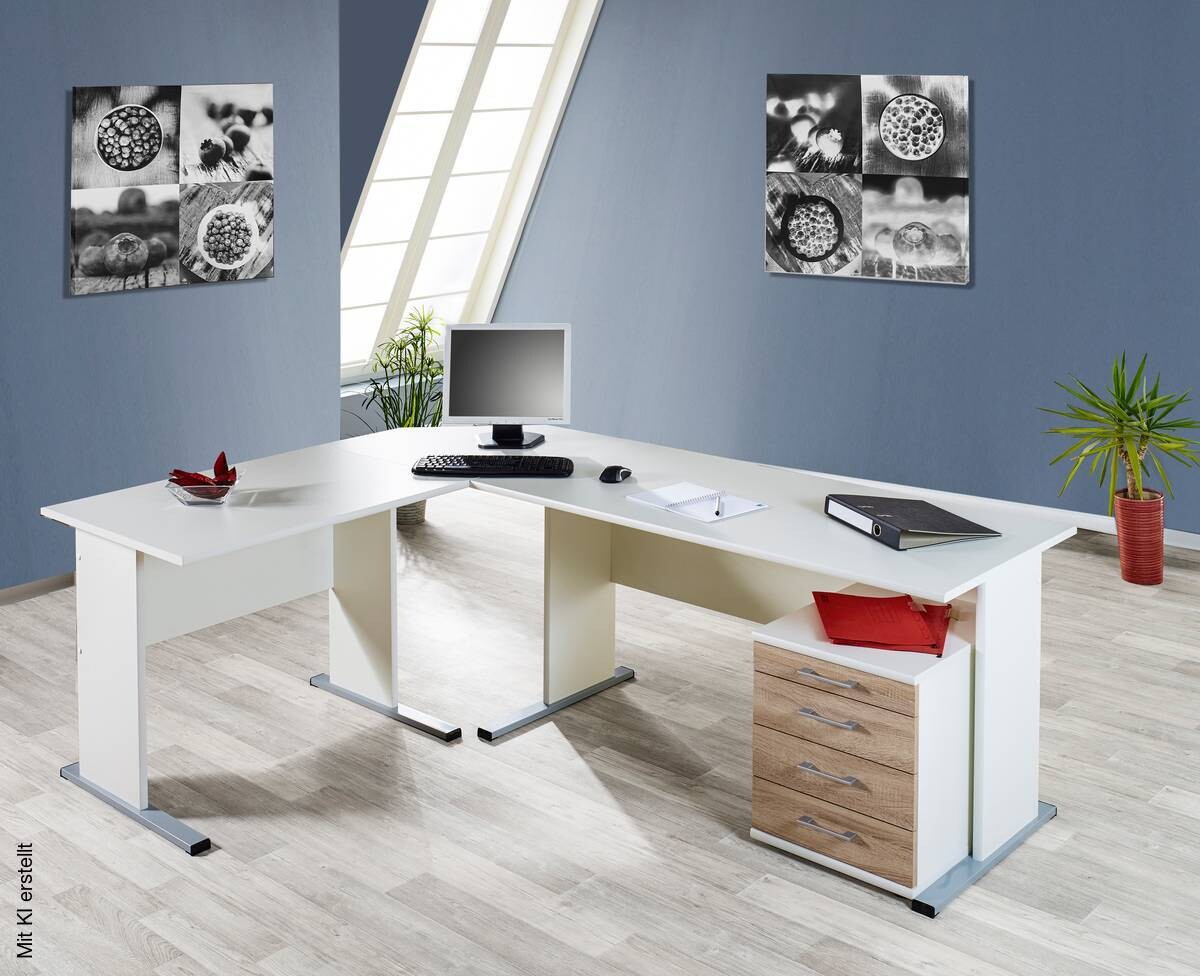 Schreibtisch Serie 200 perlweiß B/H/T: ca. 140x74,2x65 cm