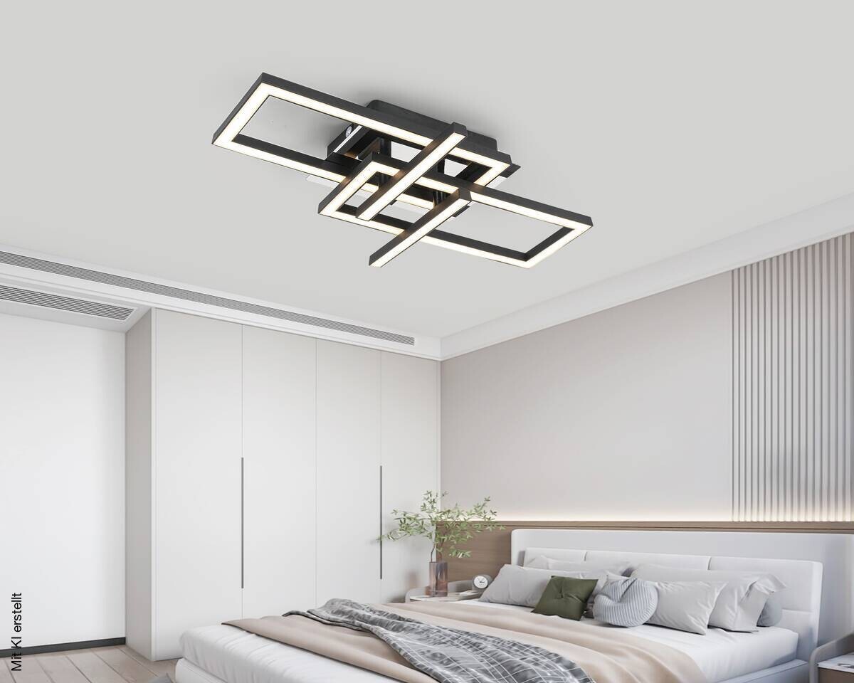 Nolo LED-Deckenleuchte Harald schwarz Chrom Kunststoff Metall B/H/L: ca. 28,5x7x42 cm 1 Brennstellen