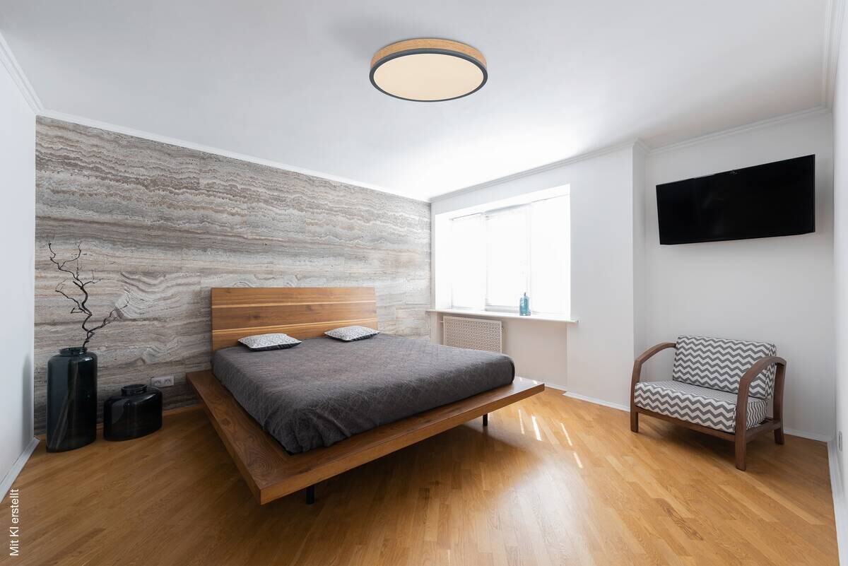 LED-Deckenleuchte Doro Holzoptik Graphit Kunststoff Metall Holz H/D: ca. 8,5x45 cm