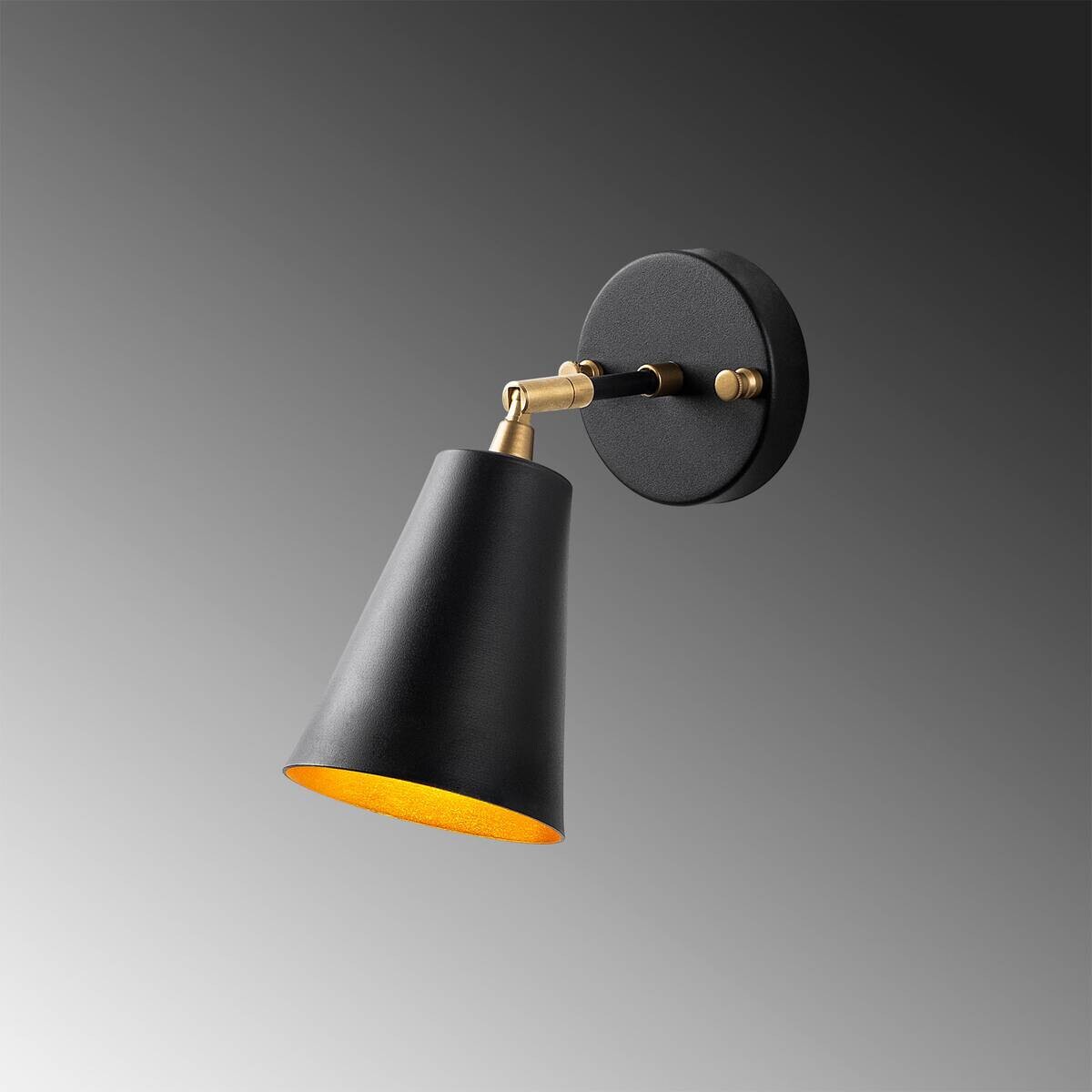 Opviq Wandleuchte Evander gold schwarz Metall Glas B/H/T/L/D: ca. 26x21x26x10x10 cm E27 1 Brennstellen