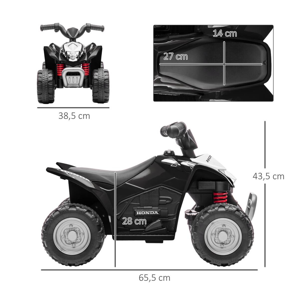 AIYAPLAY Kinderauto schwarz B/H/L: ca. 38,5x65,5x43,5 cm