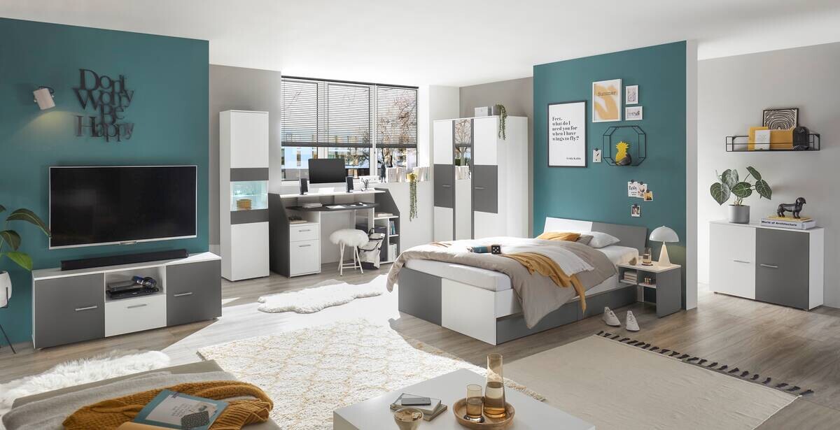 Kleiderschrank Alex weiß Graphit B/H/T: ca. 135x195x60 cm