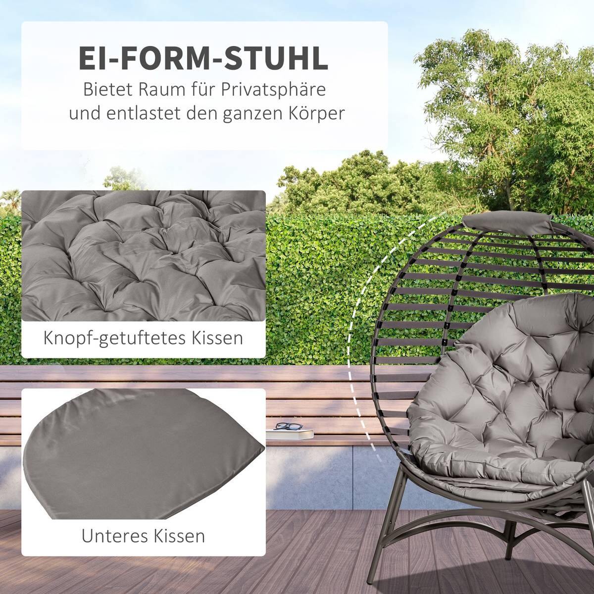 Outsunny Gartenstuhl sand Stahl B/H/L: ca. 75x139x118 cm