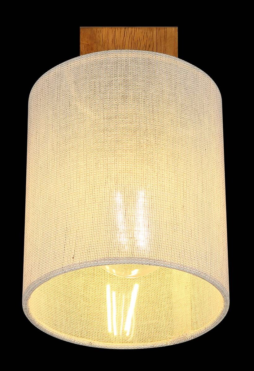 GLOBO Spot JULE braun Leinen Holz B/H: ca. 13x18,5 cm E27 1 Brennstellen