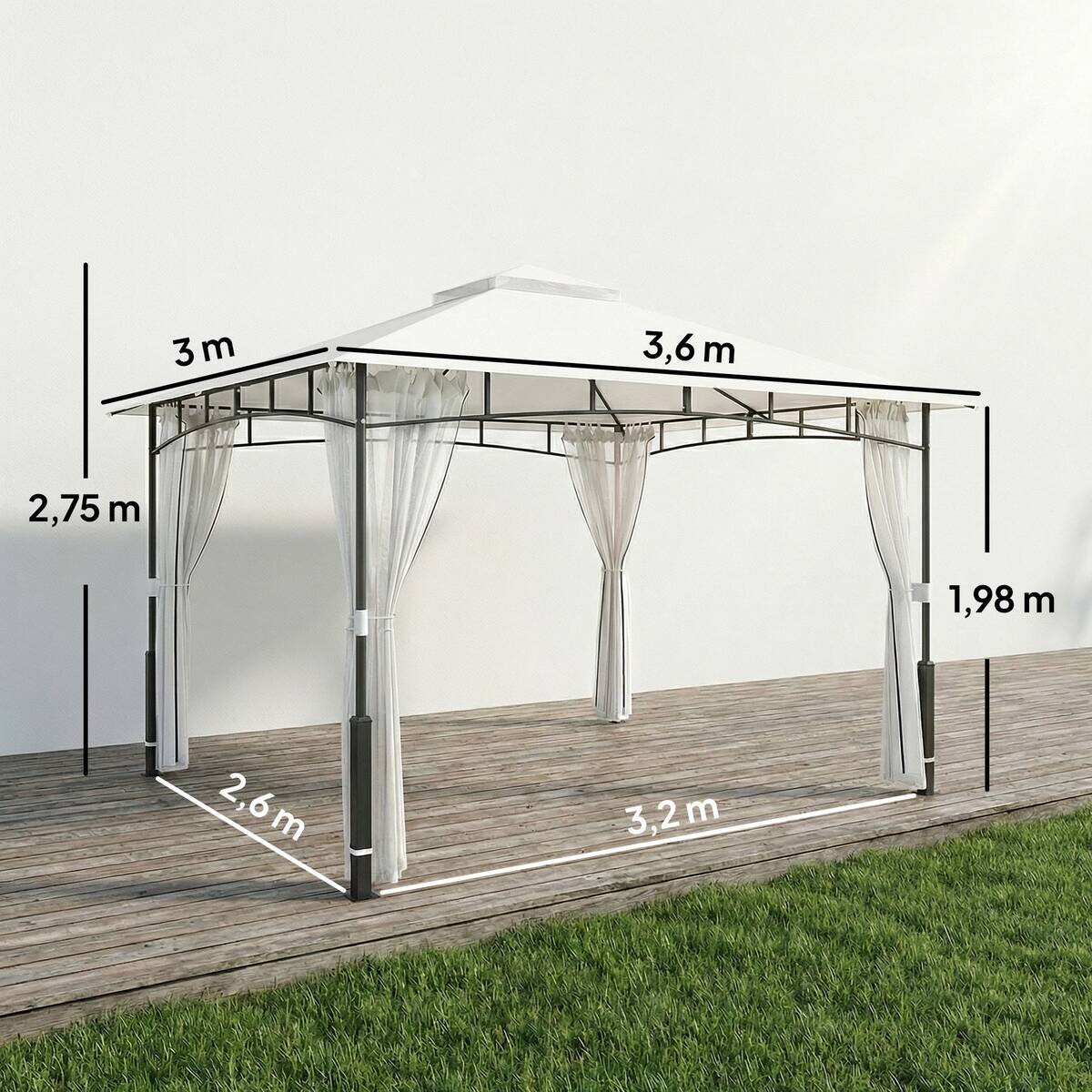 Outsunny Pavillon creme Polyester B/H/L: ca. 300x275x360 cm