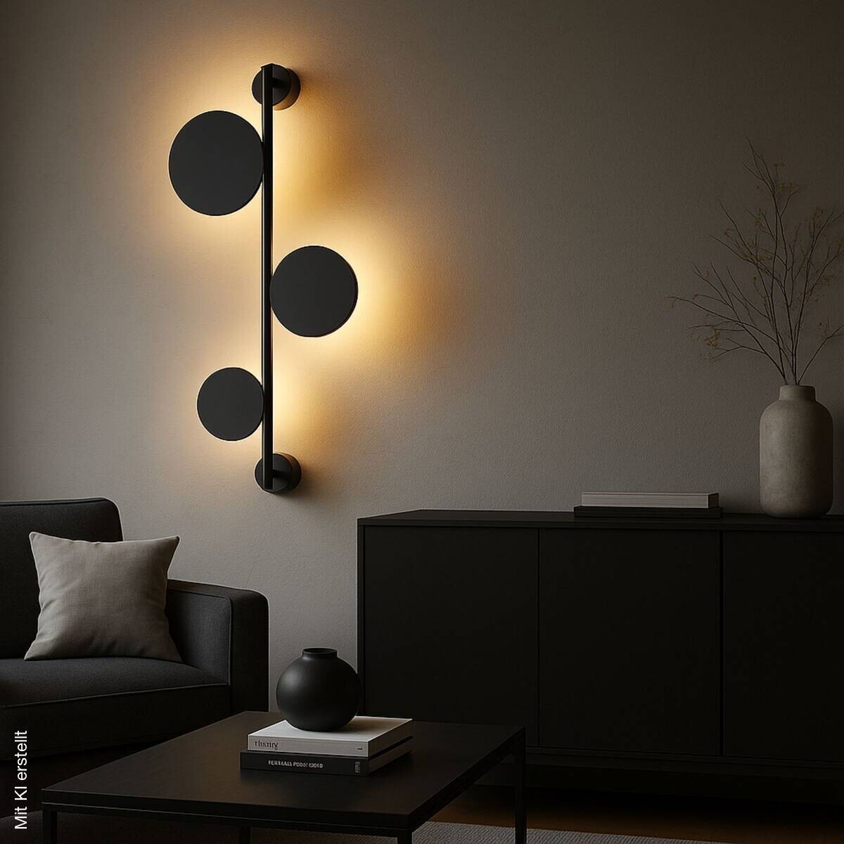 Opviq LED-Wandleuchte schwarz B/H/T: ca. 80x14x34 cm 3 Brennstellen