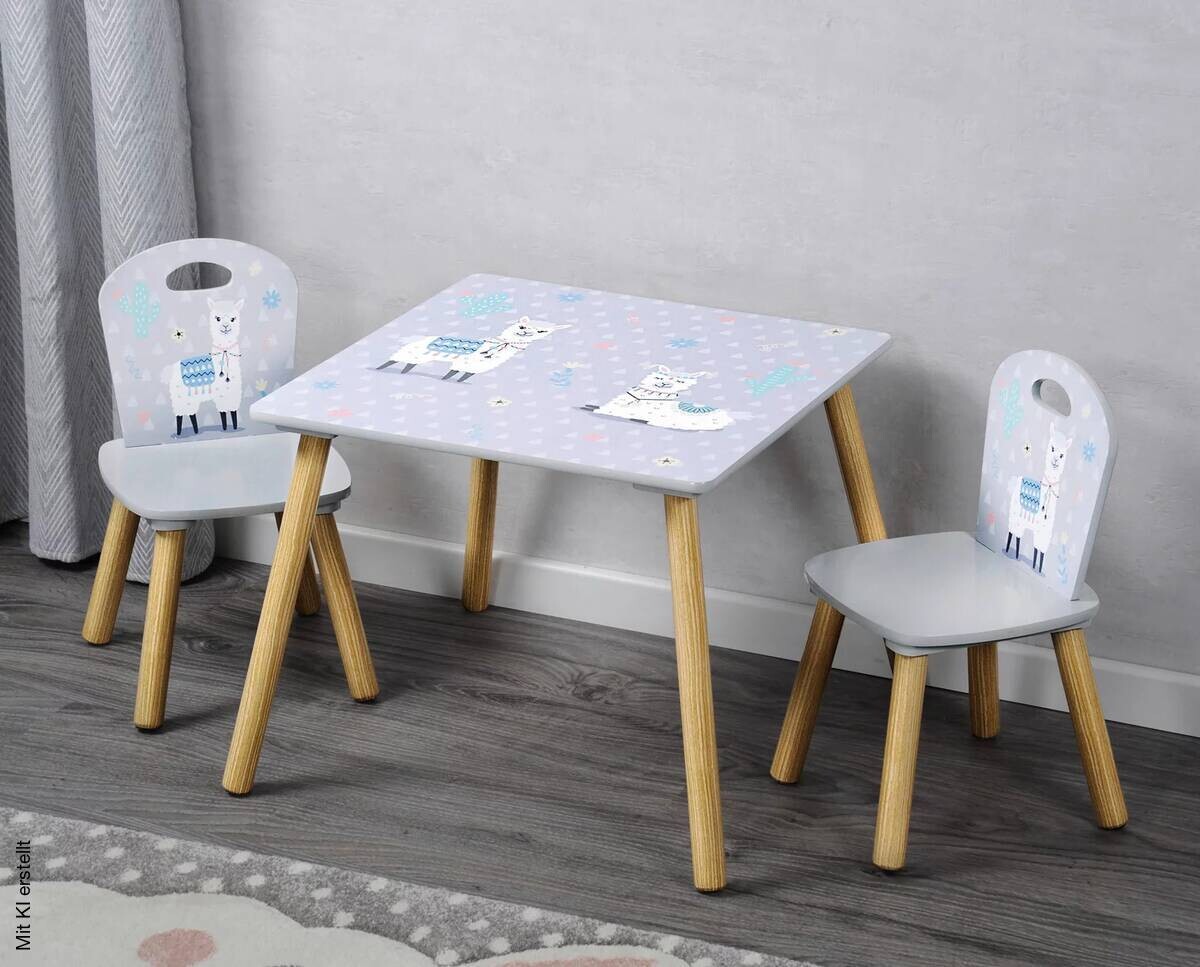 Kesper Kindertisch mit zwei Stühlen multicolor Spanplatte
