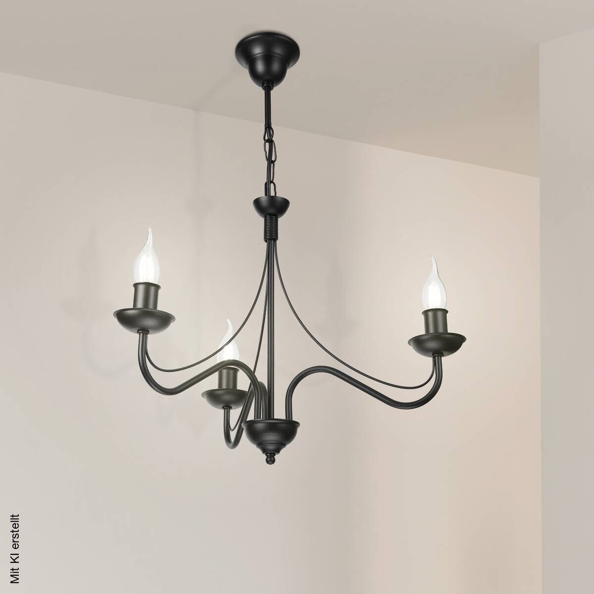 Lamkur Pendelleuchte schwarz Stahl B/H/L: ca. 53x71x53 cm E14 3 Brennstellen