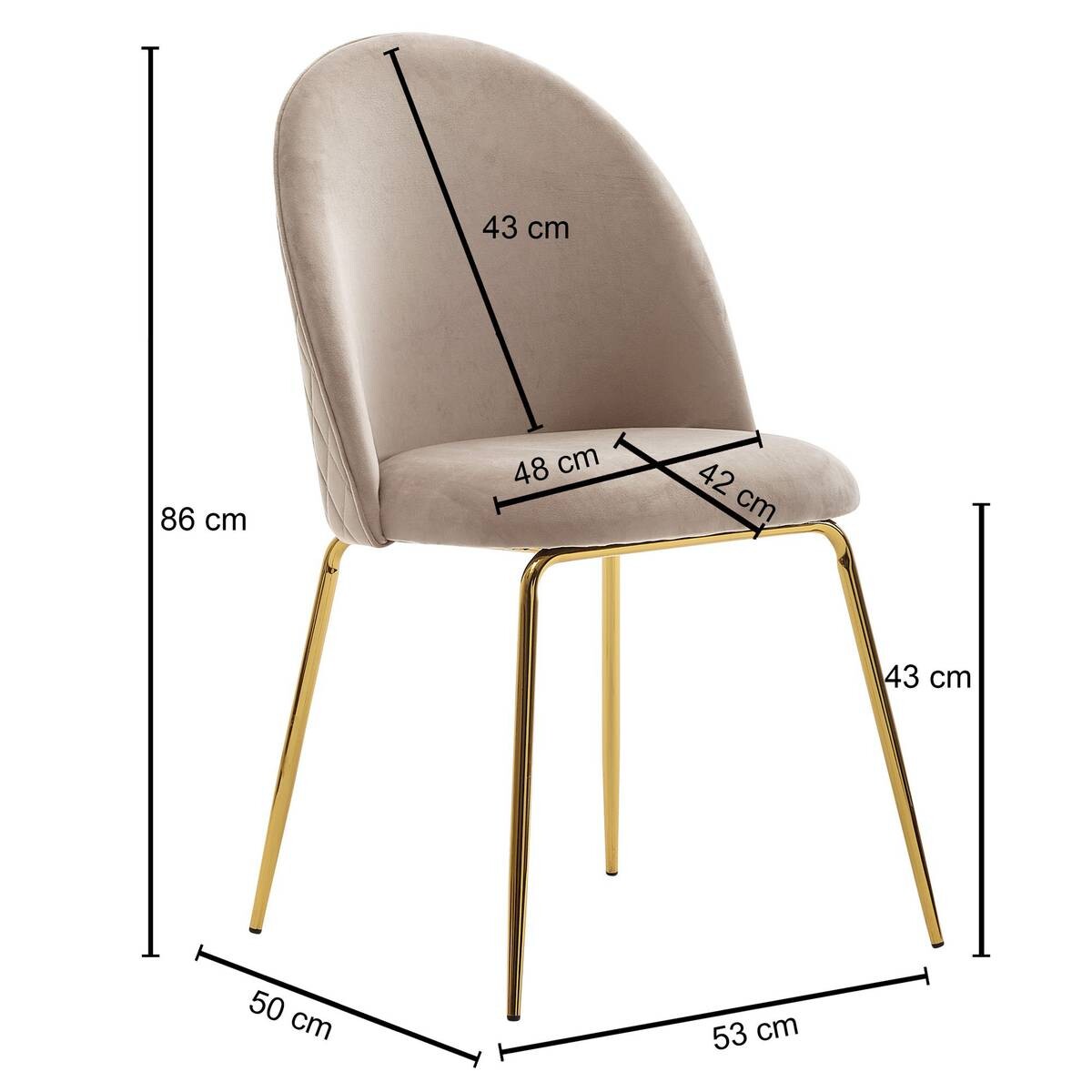 Stuhl beige gold Stoff Eisen B/H/T: ca. 53x86x50 cm