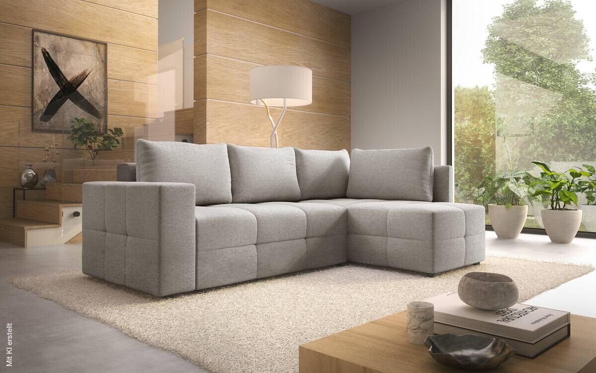 Ecksofa mit Bettfunktion und Bettkasten stone Flachgewebe B/T: ca. 238x167 cm