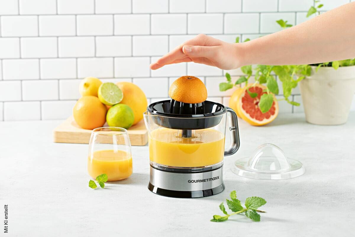 GOURMETmaxx Zitruspresse schwarz Kunststoff Edelstahl B/H/L: ca. 14x21x19 cm ca. 0,7 l