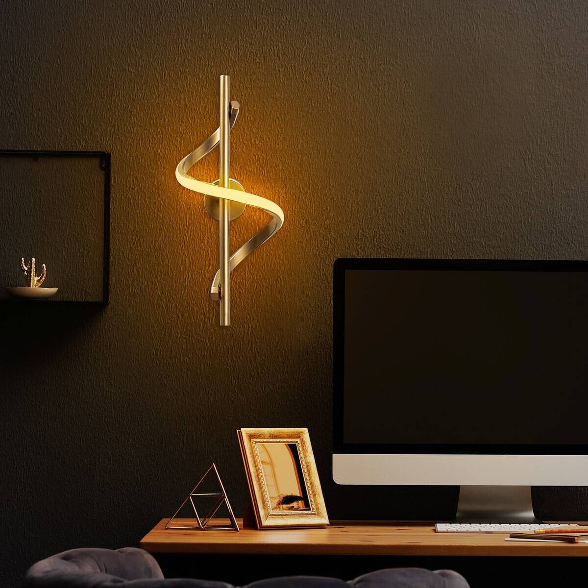 Opviq Wandleuchte gold Metall B/H/T/L: ca. 16x41x25x16 cm