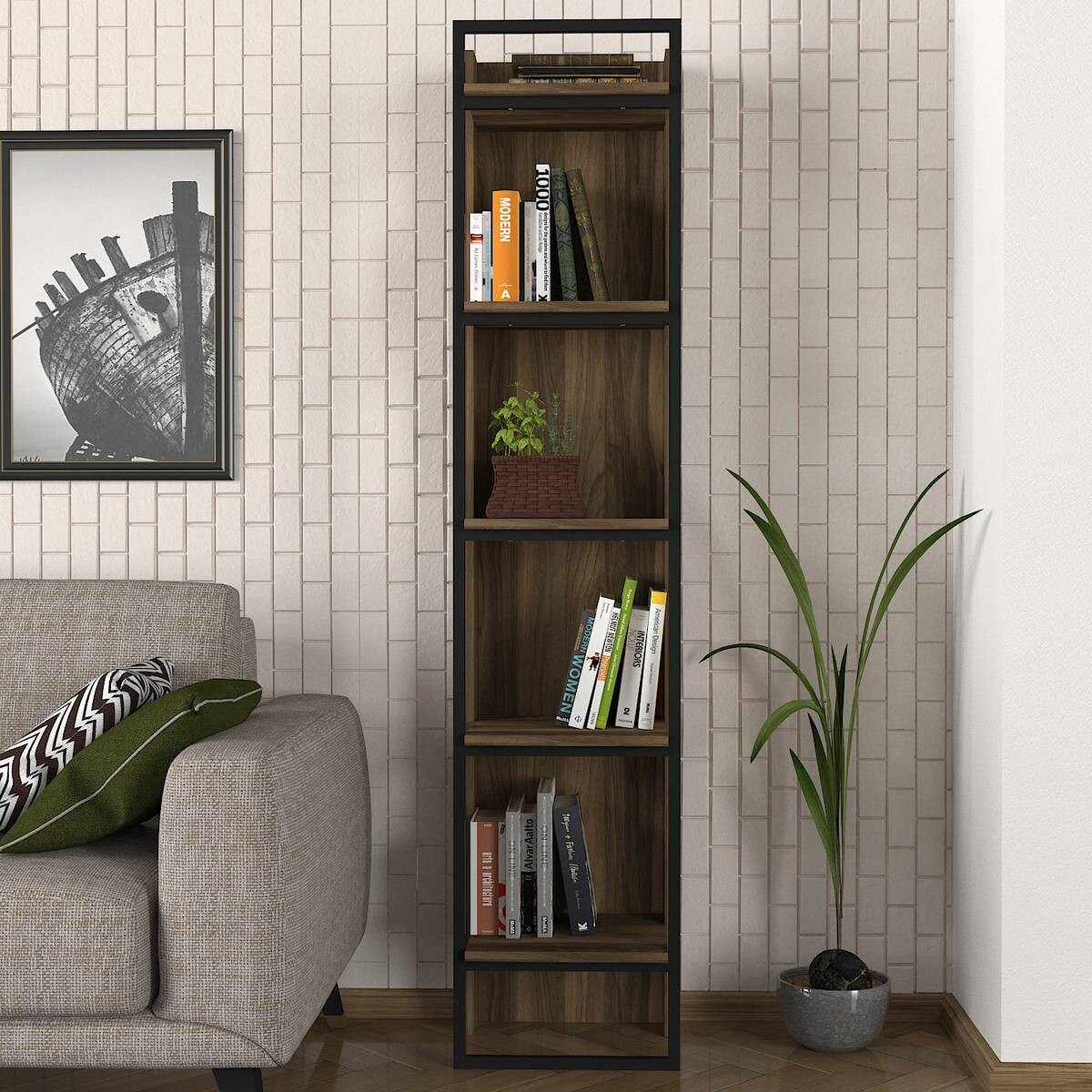 Regal Kelvin walnuss Nachbildung B/H/T: ca. 64x180x35 cm