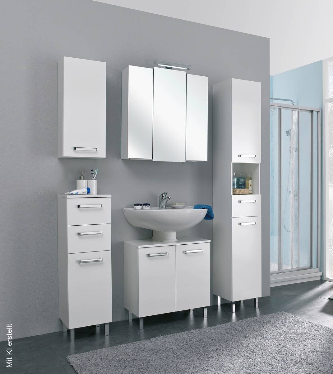 Badezimmer-Set Quickset 312 weiß glanz B/H/T: ca. 128x200x33 cm