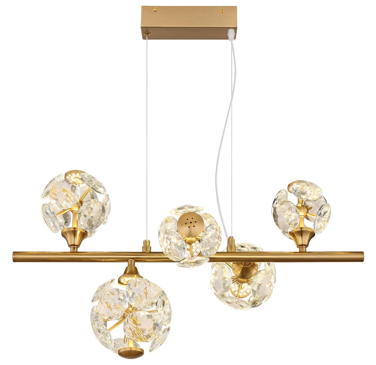GLOBO Pendelleuchte klar gold Metall B/H/T/L: ca. 31x150x61x61 cm 1 Brennstellen