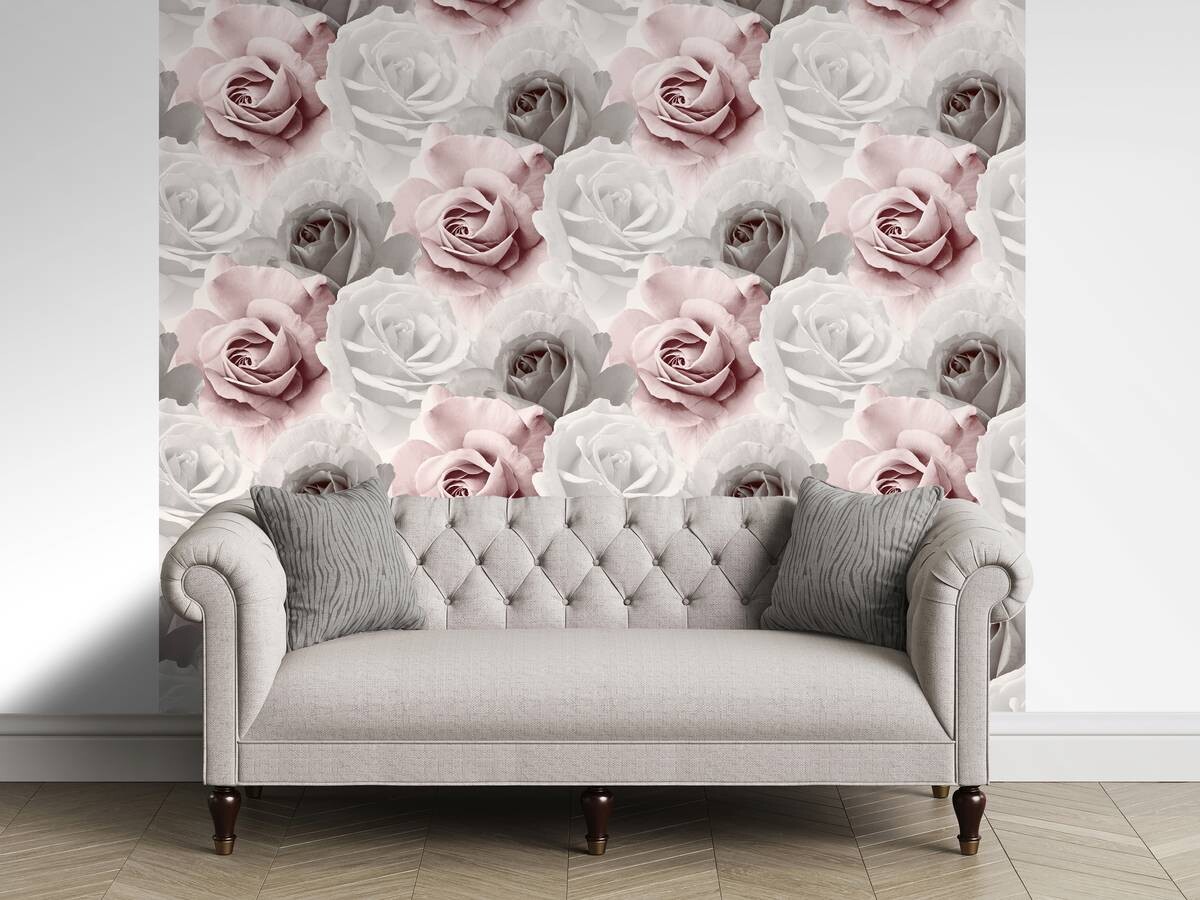 UGEPA Papiertapete Rosen rosa grau B/L: ca. 53x1005 cm
