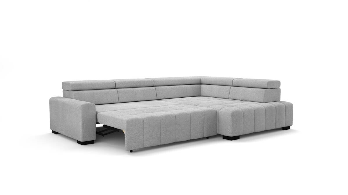 Ecksofa mit Bettfunktion hellgrau Flachgewebe B/T: ca. 300x210 cm