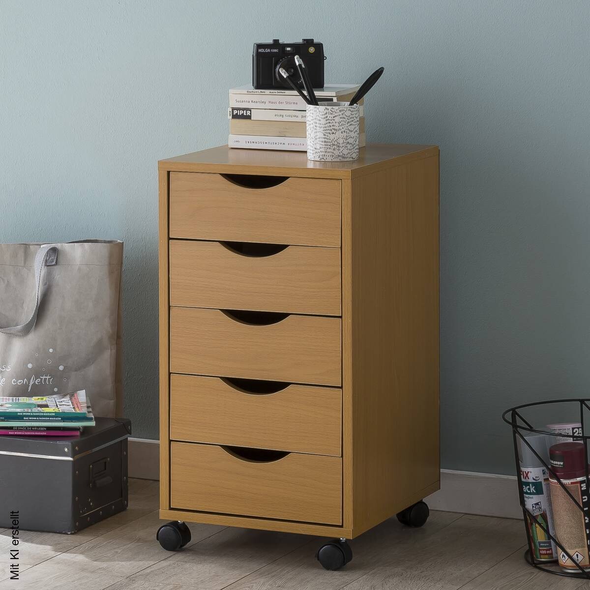 Rollcontainer braun Spanplatte B/H/T: ca. 33x64x38 cm