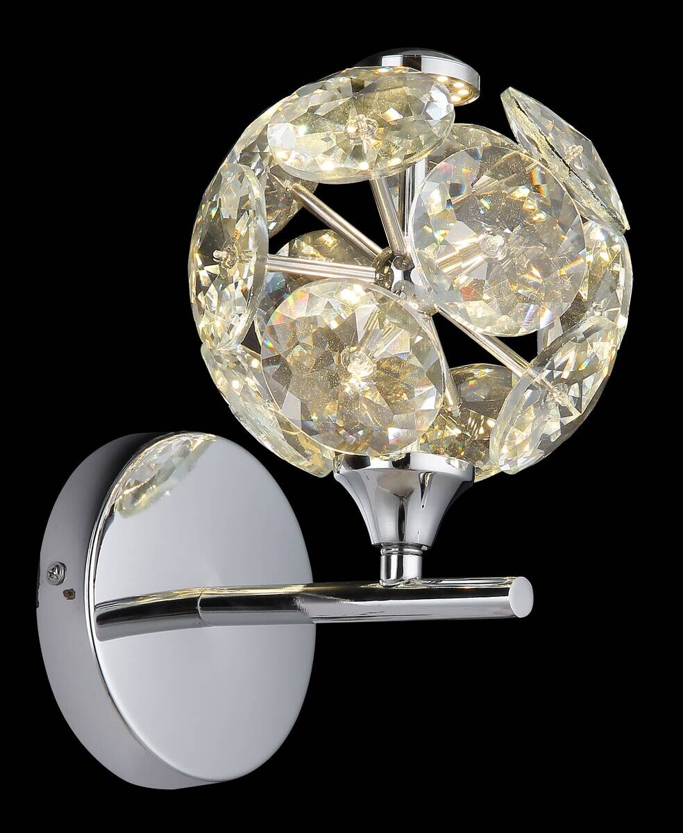 GLOBO Wandleuchte Chrom klar Metall Glas H: ca. 24 cm 1 Brennstellen