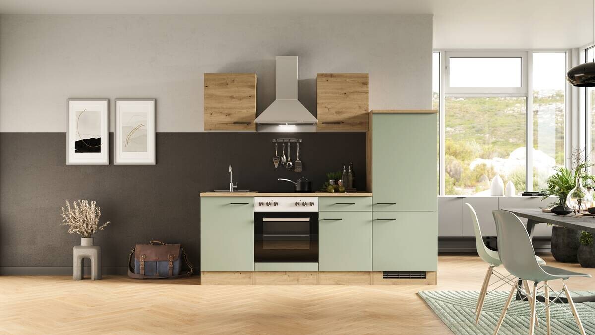 Küchenblock Cara grün matt B/H/T: ca. 220x200x60 cm