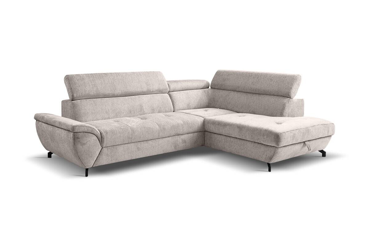 Ecksofa mit Bettfunktion und Bettkasten grau Microfaser B/H/T: ca. 263x77x210 cm