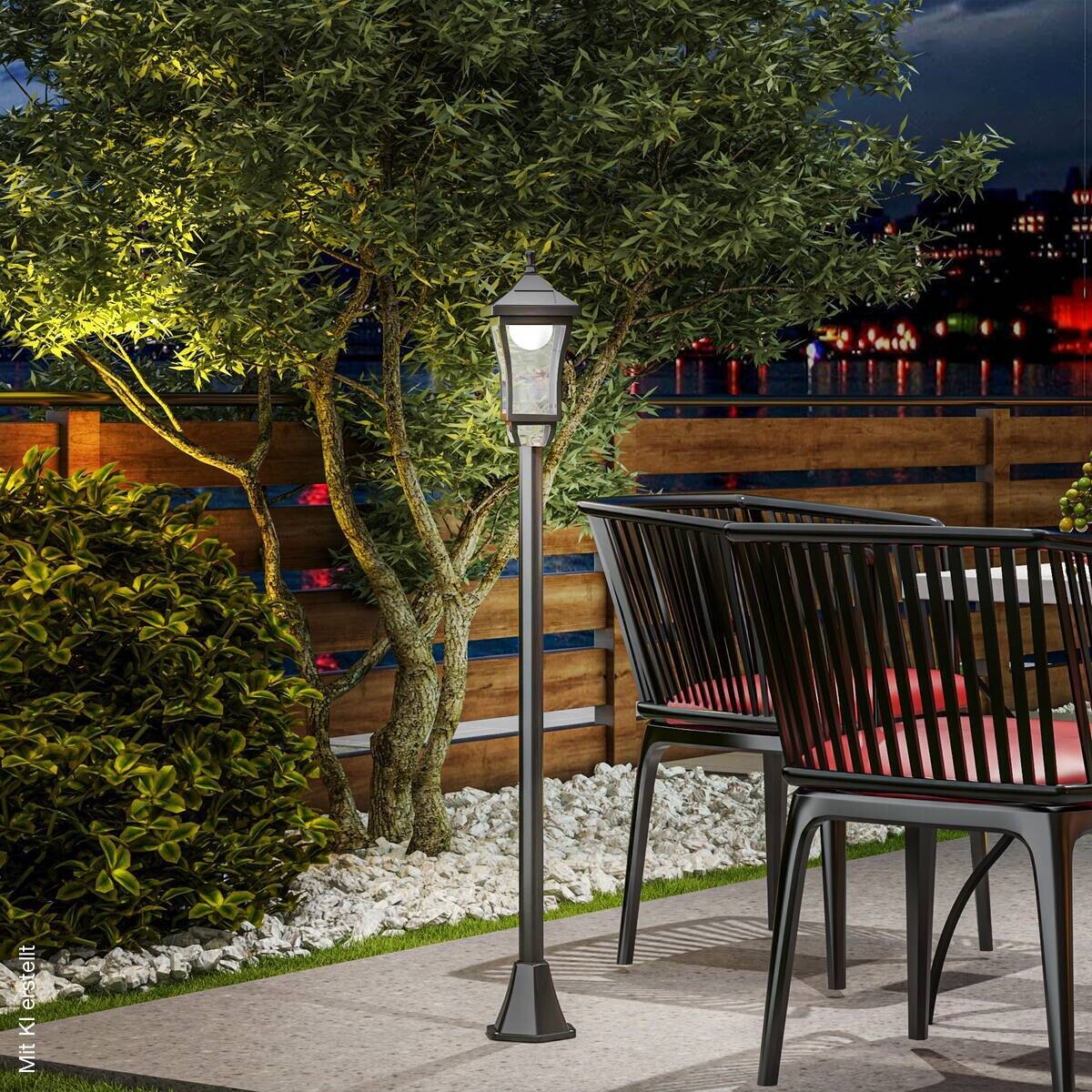 Solar Gartenlaterne schwarz Polycarbonat B/H/L: ca. 15x127x15 cm