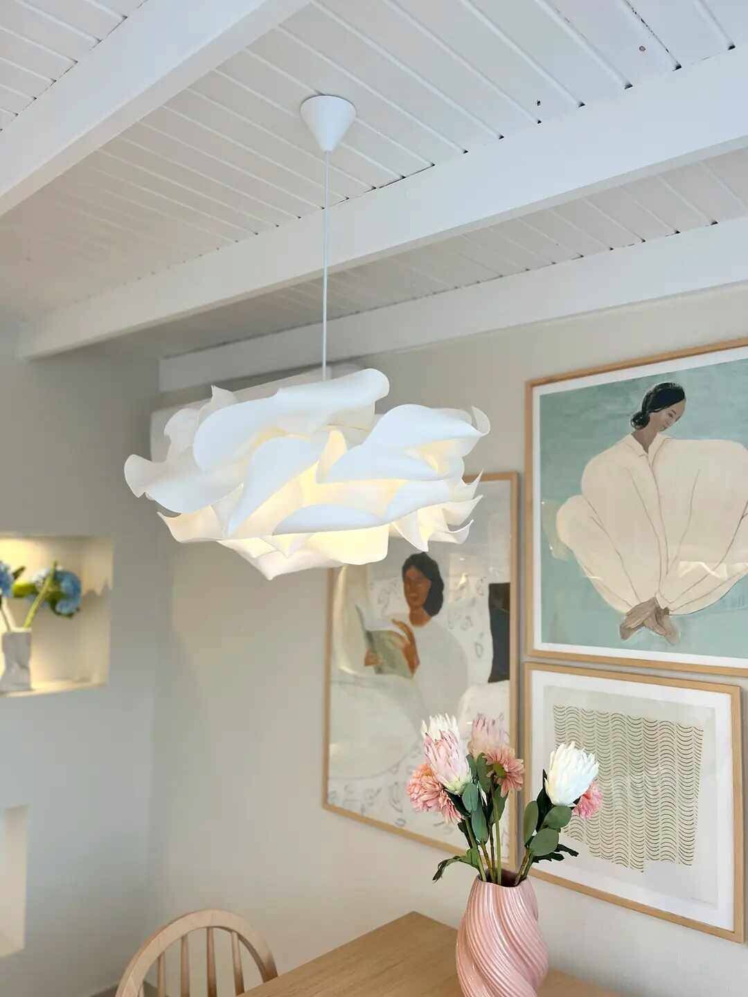 Opviq Pendelleuchte weiß Kunststoff B/H/T/L/D: ca. 58x85x58x58x58 cm E27 1 Brennstellen