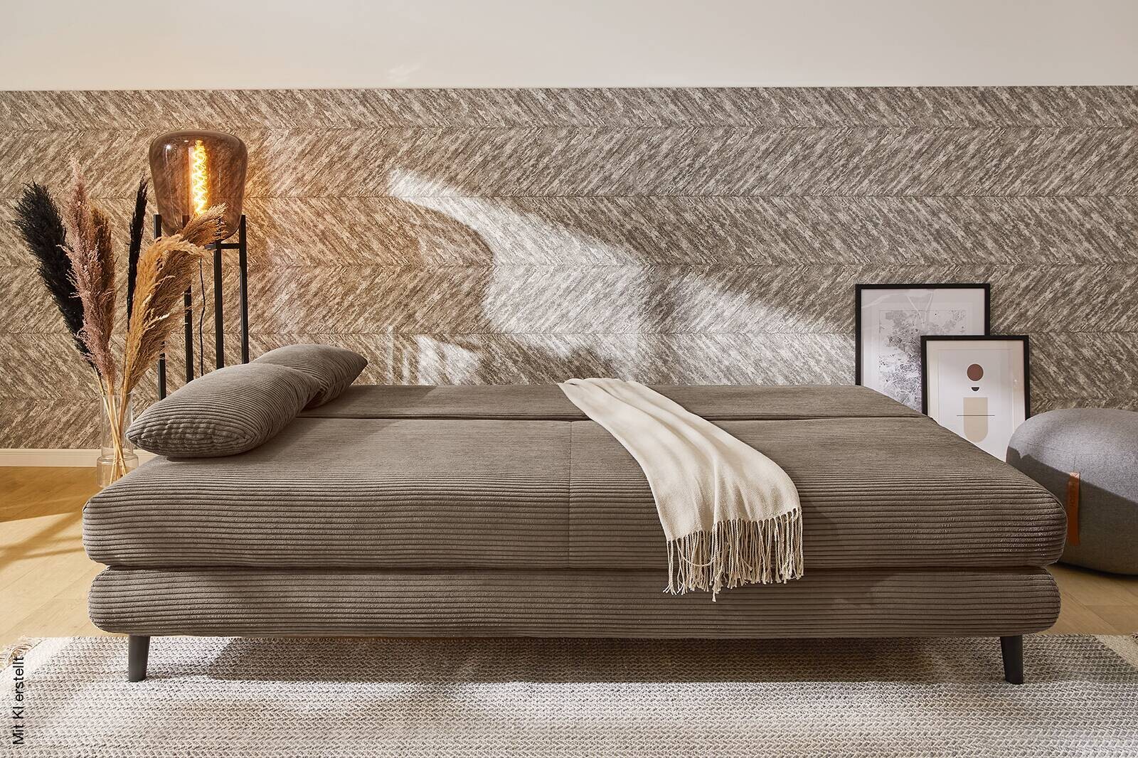 Schlafsofa taupe Microfaser B/H/T: ca. 202x74x99 cm