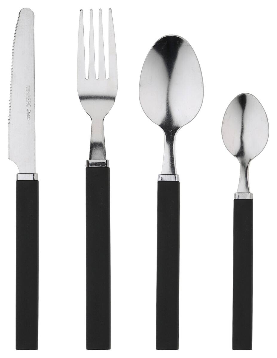 RENBERG Besteckset FUNNY BLACK schwarz Edelstahl 24 tlg.