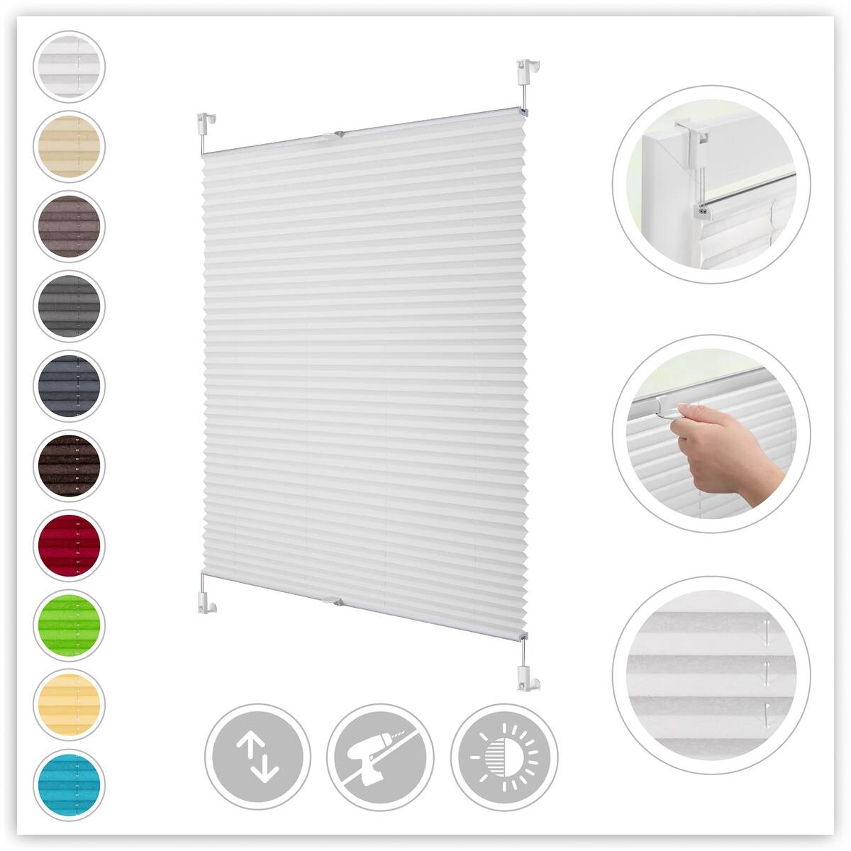 LICHTBLICK Spannplissee weiß B/L: ca. 95x130 cm