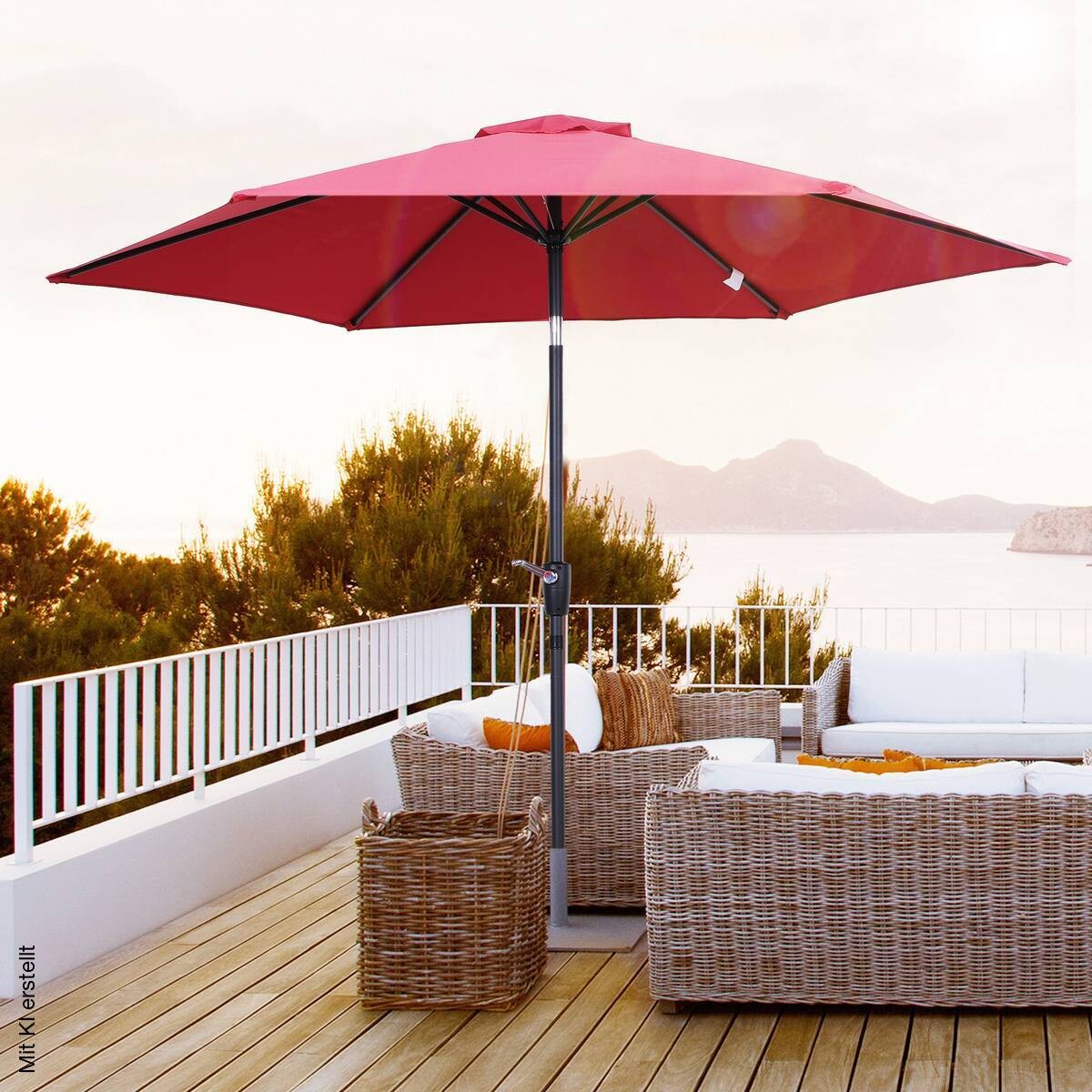 Outsunny Sonnenschirm weinrot Stahl H/D: ca. 235x270 cm