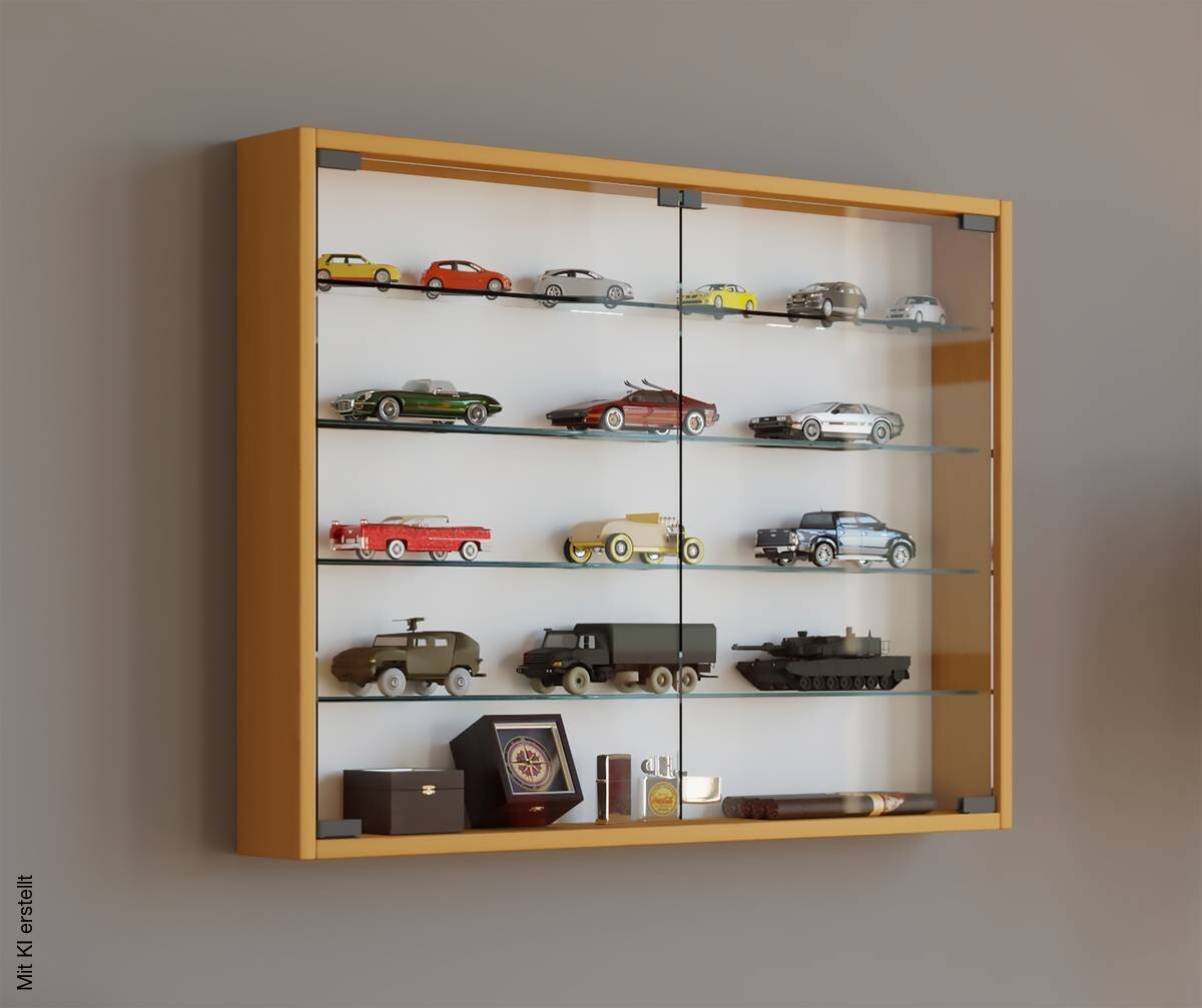 Vitrine Mandosa L buche Nachbildung Holzwerkstoff Glas B/H/T: ca. 80x60x10 cm