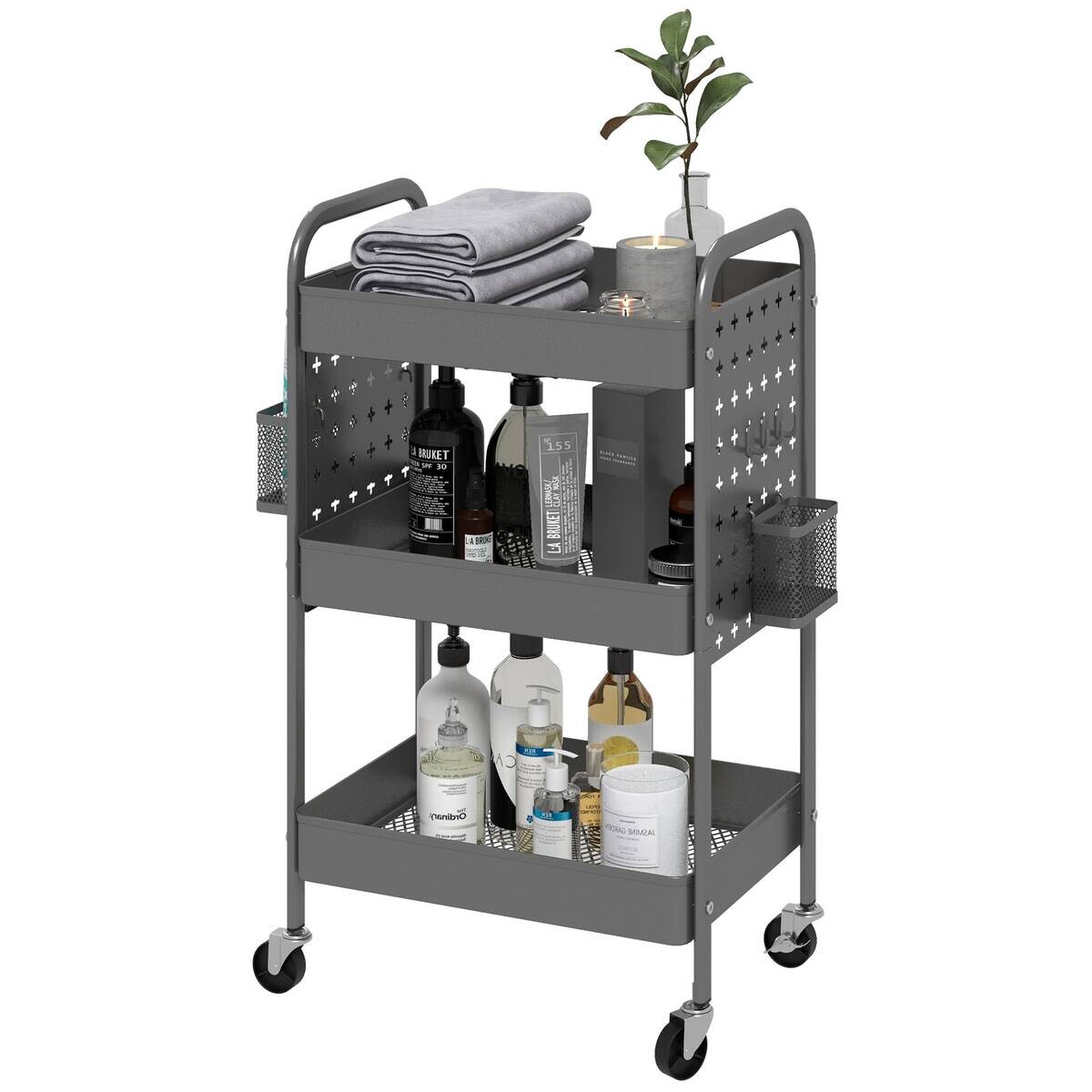 HOMCOM Küchenwagen dunkelgrau Polypropylen B/H/L: ca. 30,5x53,5x75 cm