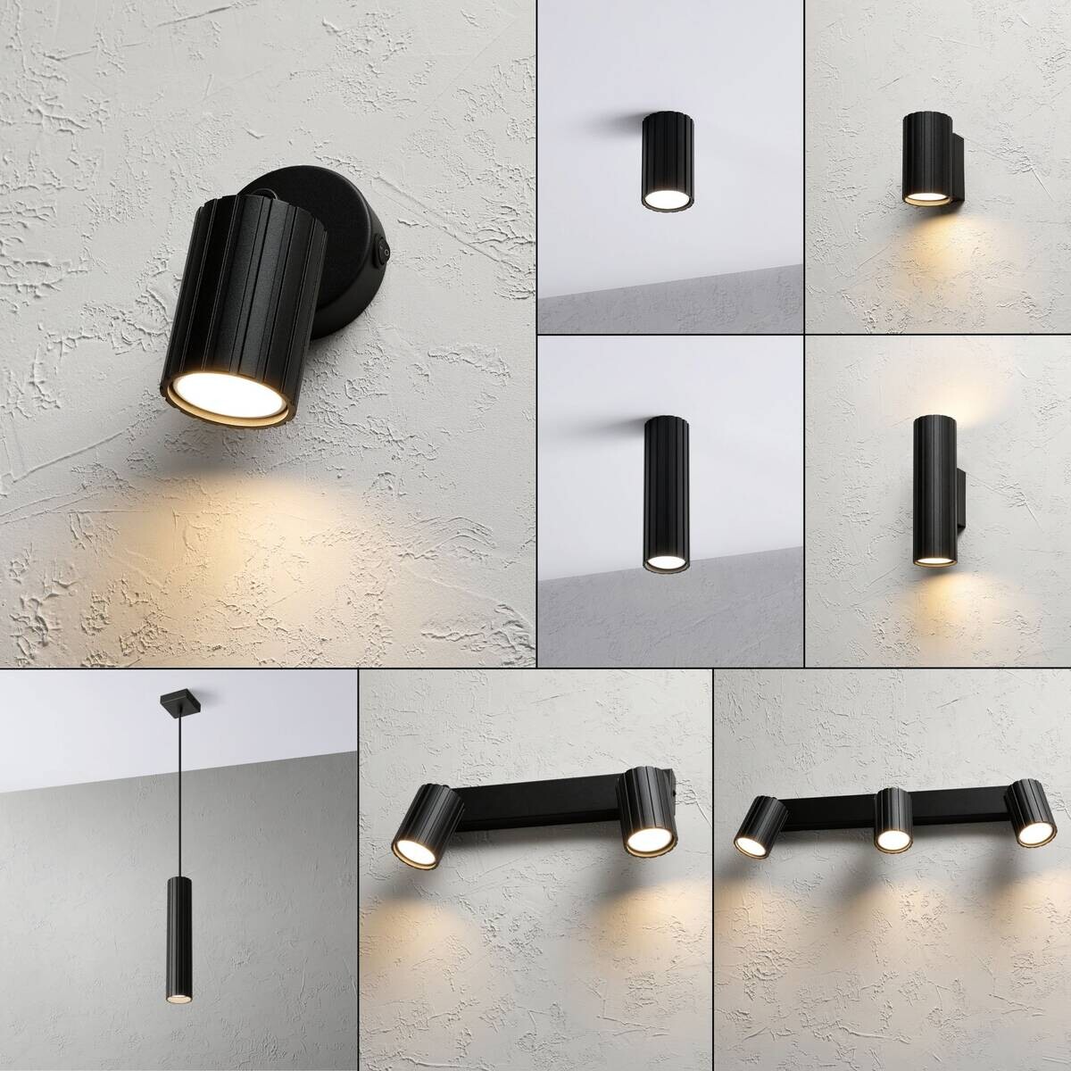 Lamkur Wandleuchte Prisma schwarz Stahl B/H/L: ca. 8x16x8 cm GU10 1 Brennstellen