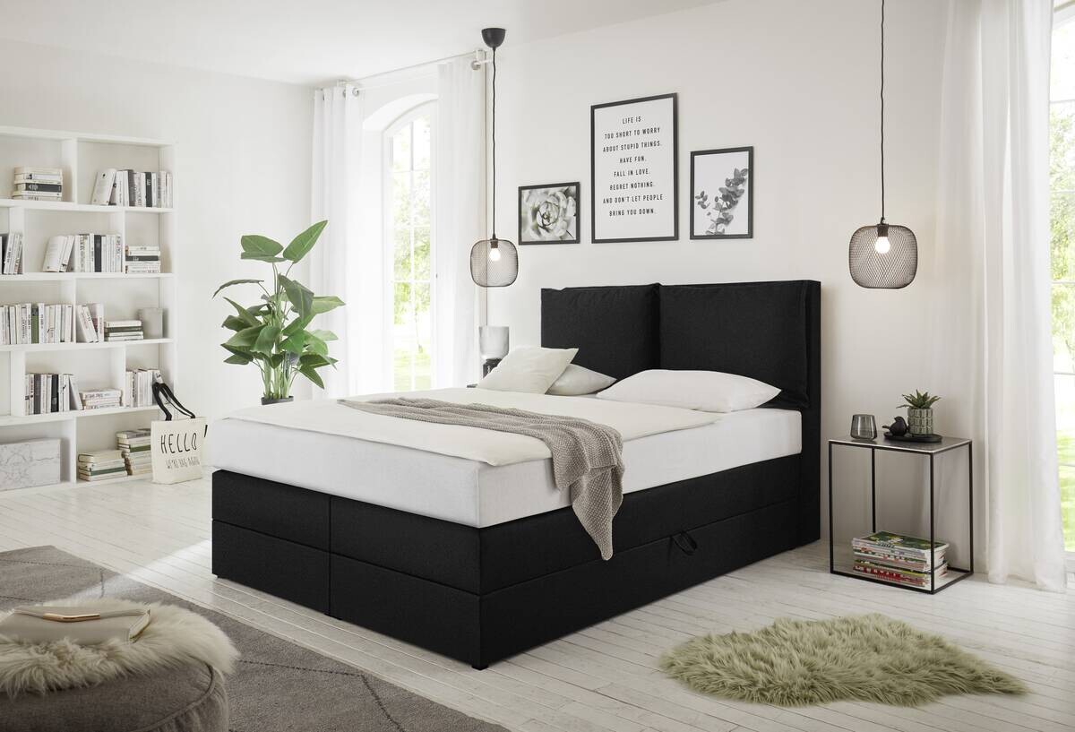Boxspringbett Lissy schwarz Liegefläche B/L: ca. 140x200 cm